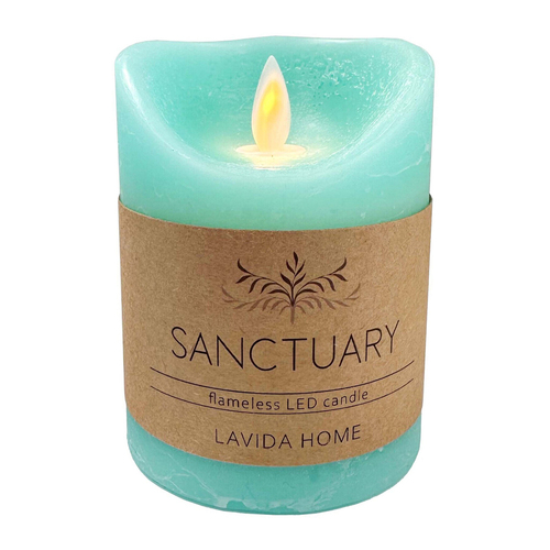 LVD Flameless Plastic Wax 10cm Pillar Candle Small - Lagoon