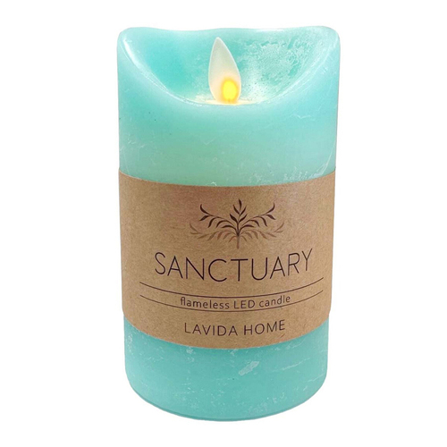 LVD Flameless Plastic Wax 12.5cm Pillar Candle Large - Lagoon