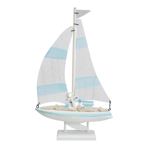 LVD MDF 33cm Sailboat Horizon Home Centrepiece Decor Medium - Blue