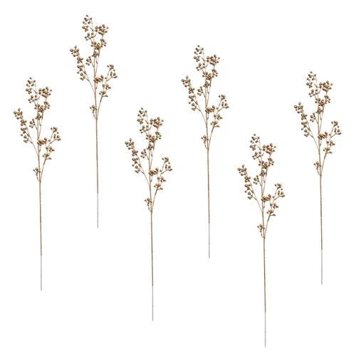 6PK LVD Faux 80cm Berries Stem Artificial/Fake Plant - Gold