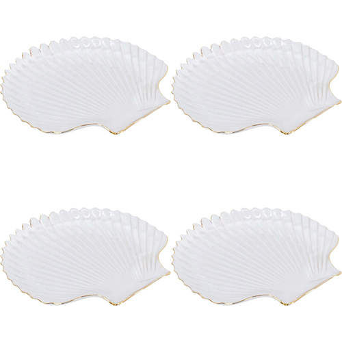 4PK LVD Scallop Shell Plate Decorative Display Home Kitchen Decor