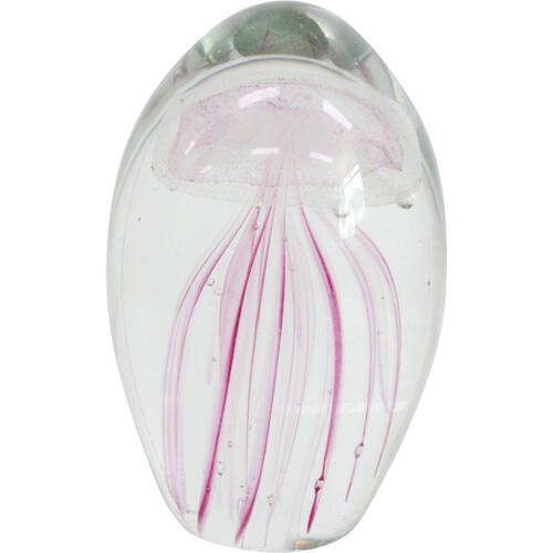 LVD Glass Jellyfish Figurine Medium Home/Office Decor 6x12cm - Pink