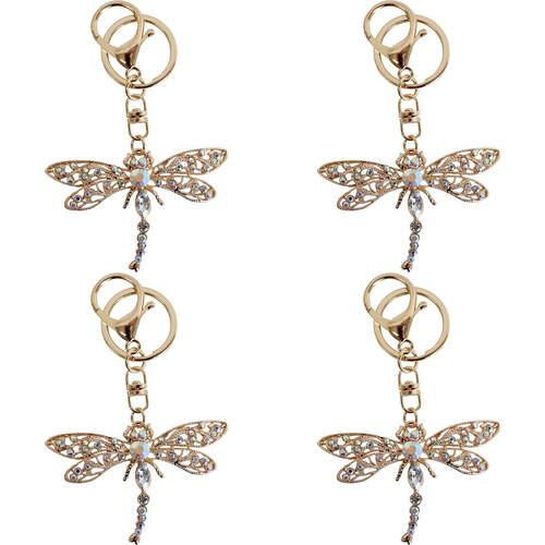 4PK LVD Metal Dragonfly Keyring Women's Accessory 10cm Gold