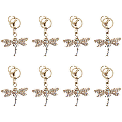 8PK LVD Metal Dragonfly Keyring Women's Accessory 10cm Gold