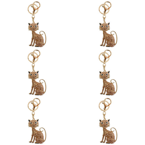 6PK LVD Metal Keyring Kitty Women's Accessory 11.5cm Gold