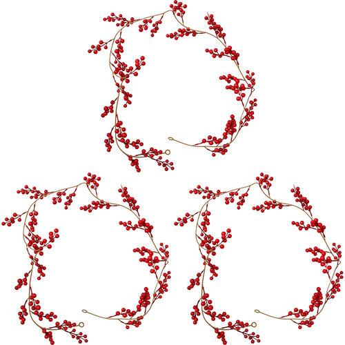 3PK LVD Garland Red Berries Decorative Sculpture Home/Lounge Decor