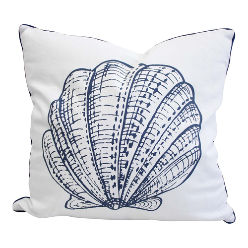 LVD Fan Shell 45cm Cushion Pillow Square - White/Blue