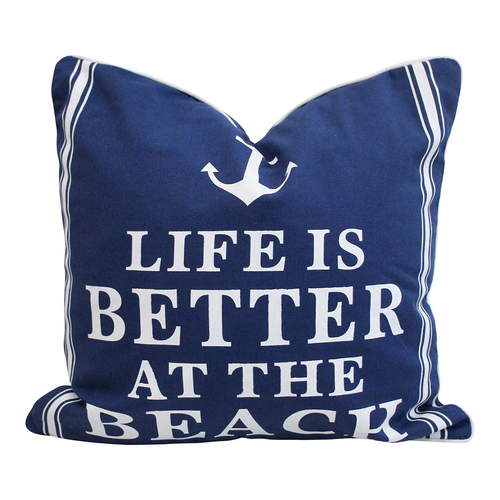 LVD Beach Life 40cm Cushion Pillow Square - Blue/White