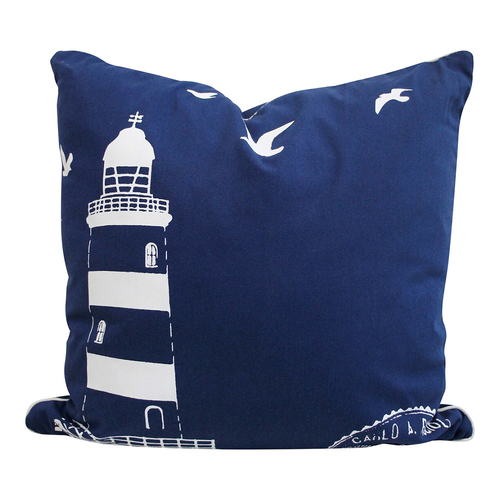 LVD Lighthouse Watch 45cm Cushion Pillow Square - White/Blue