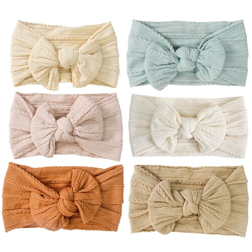 6pc LVD Polyester Headbands Baby Hair Bow Seashell