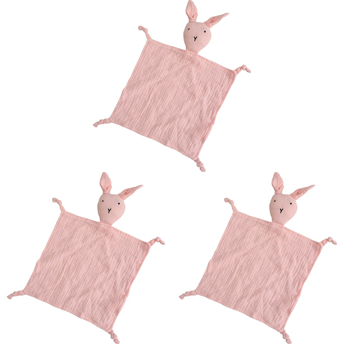 3PK LVD Bunny Soft Cotton Blankie Pinky Home/Nursery Decor Children/Baby 30cm