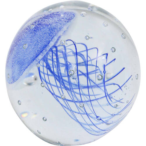 LVD Glass Jellyfish Figurine Home/Office Decor 8x8cm - Navy