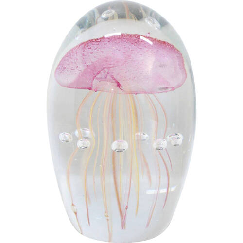 LVD Glass Jellyfish Figurine Home/Office Decor 6x12cm - Pink Yellow