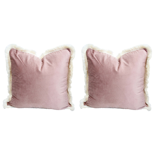 2PK LVD Cushion Velvet Dusty Rose Home/Lounge Decor 45cm Square