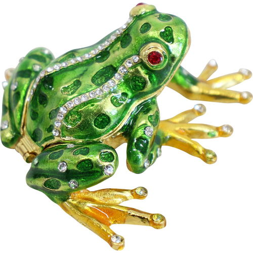 LVD Metal/Enamel 10cm Decorative Frog Trinket Box - Green/Gold