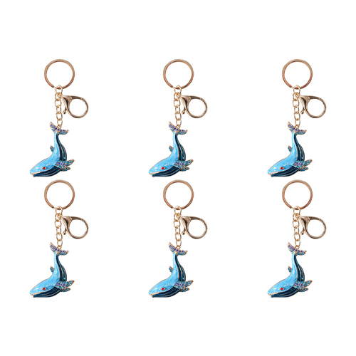 6PK LVD Keyring Ocean Whale Decoartive Womens Clip On Ring