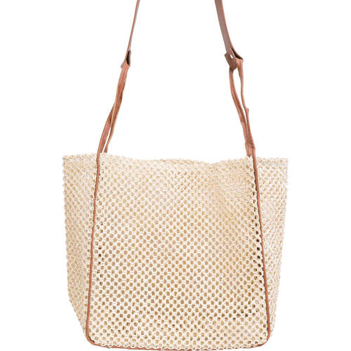 LVD Womens Woven Paper Shopping Tote Bag 35cm Natural