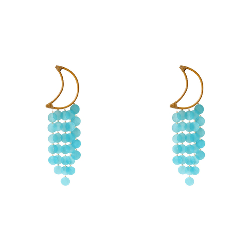 2PK LVD Bamboo/Capiz Moon Dreamcatcher Leaf 23x7cm - Sky Blue