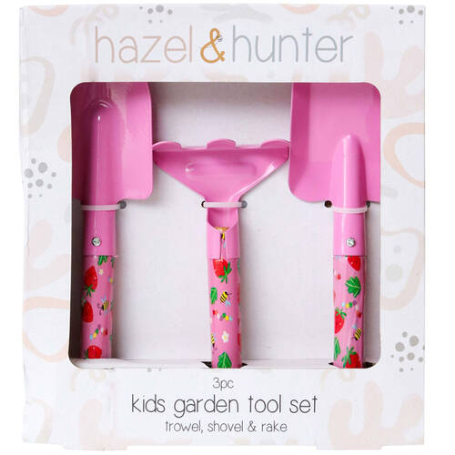 3pc LVD Kids/Childrens Garden Tool Set Stawberries Pink