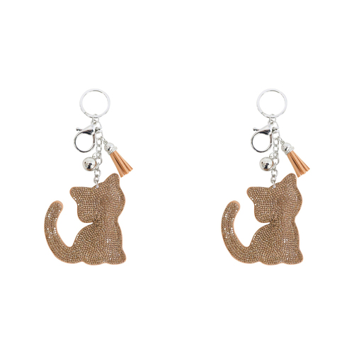 2PK LVD 17cm Metal Keyring Charm Key Tag Accessory Cat