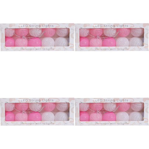 4PK LVD Plastic 2m LED String 10 Lights Pinks Home/Nursery Decor Children/Baby