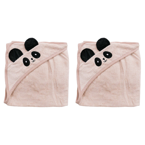 2PK LVD Cotton/Polyester Baby Hooded Panda Towel 90cm - Pink