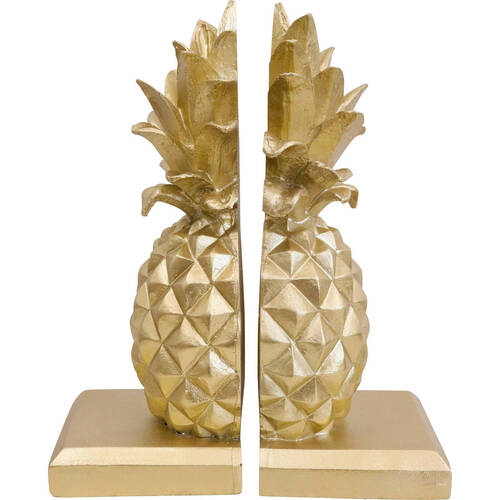 LVD Resin Bookends Pair Vintage Pineapple 25x16cm Gold