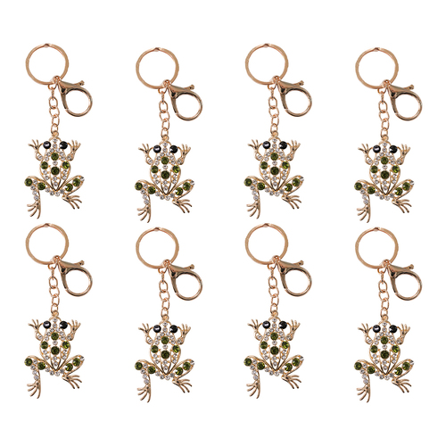 8PK LVD Keyring Green Frog Themed Womens Stylish Key Chain 