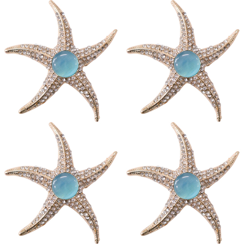 4PK LVD Magnet Diamonte Starfish Decorative Home Decor Ornament 5.5x5.5cm