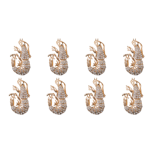 8PK LVD Ornament Diamonte Prawn Decorative Home Decor Ornament 5x8cm