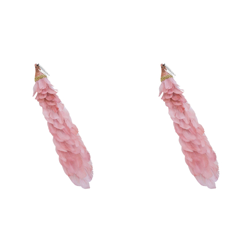 2PK LVD Clip Peacock Dusty Pink Decorative Sculpture Home/Lounge Decor