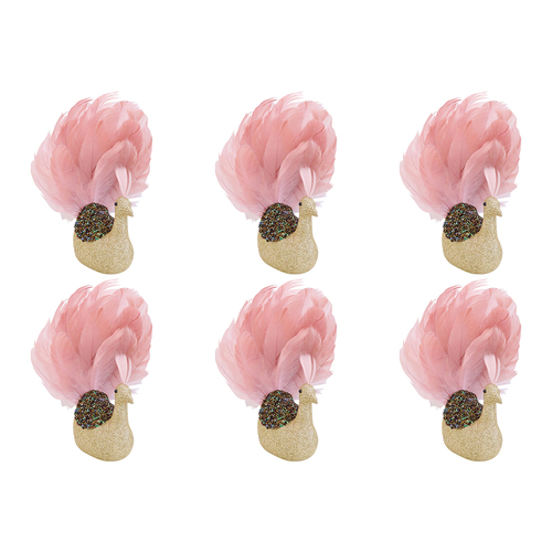 6PK LVD Sitting Peacock Dusty Pink Decorative Sculpture Home/Lounge Decor