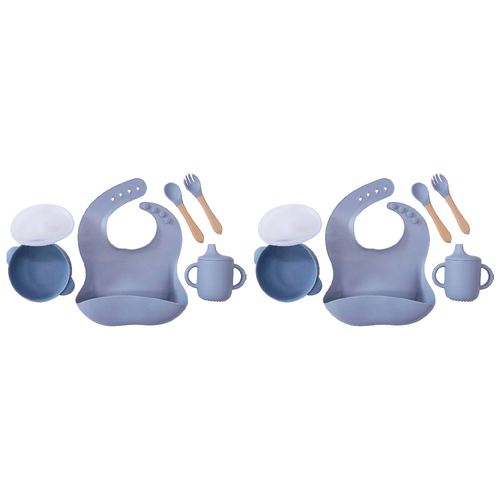 2PK LVD Silicone Baby/Toddler Feeding Dinnerware Set - Blue