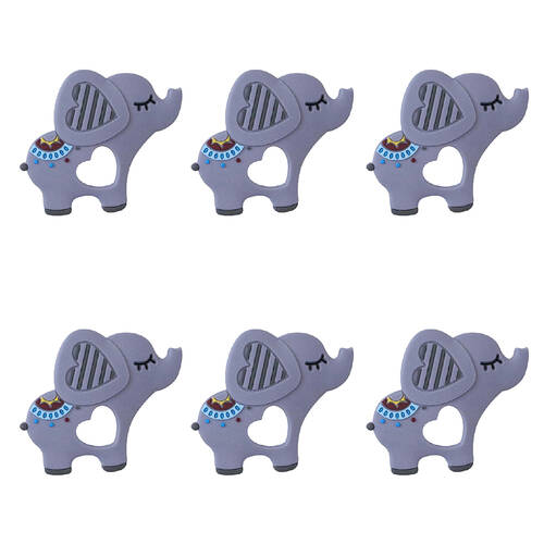 6PK LVD Silicone Baby Teether Toy Elephants 10cm Assorted