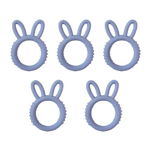 5PK LVD Silicone Baby Teether Toy Bunny Ring 10cm Assorted