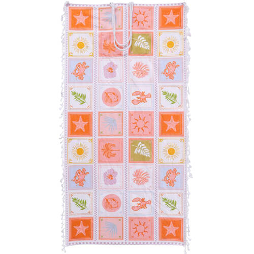 LVD Kids Microfibre Beach Towel In Bag 70x140cm Pastel Postcards