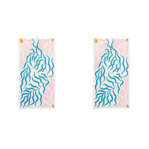 2PK LVD Kids Microfibre Beach Towel In Bag 70x140cm Pretty Reef