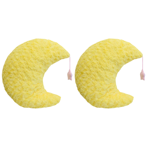 2PK LVD Polyester Cushion Cushy Snuggle Crescent Soft Moon 45cm - Yellow