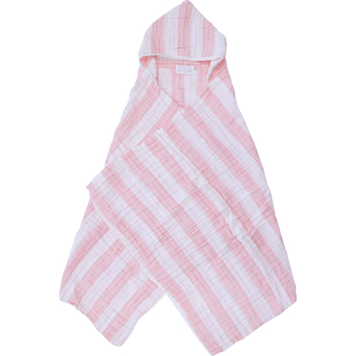 LVD Striped Cotton Hooded Swaddle Baby Wrap 127x66cm - Pink/White