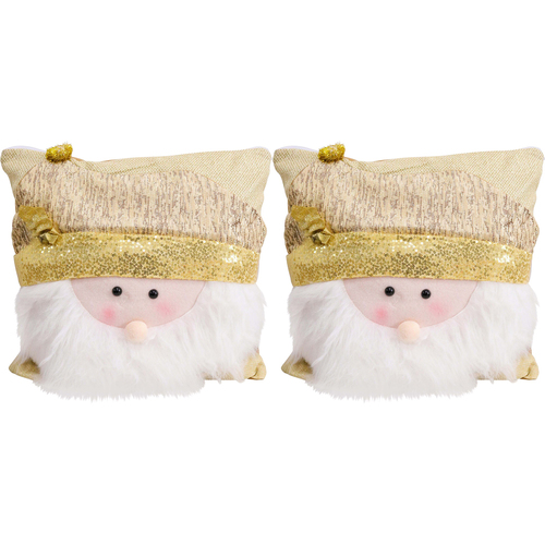 2PK LVD Cushion Santa Gold Decorative Pillow Home Lounge Decor