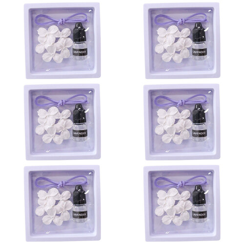 6PK LVD Ceramic/Plastic Scented Hanger w/Lavender Oil Flower Wardrobe Freshener