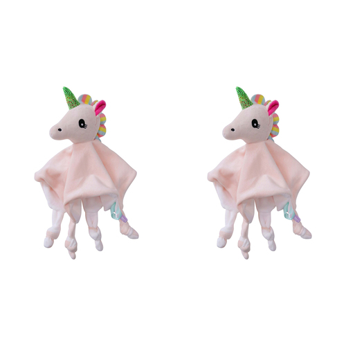 2PK LVD Comforter Blankie Rattle Unicorn Home/Nursery Decor Children/Baby 0+ 23cm