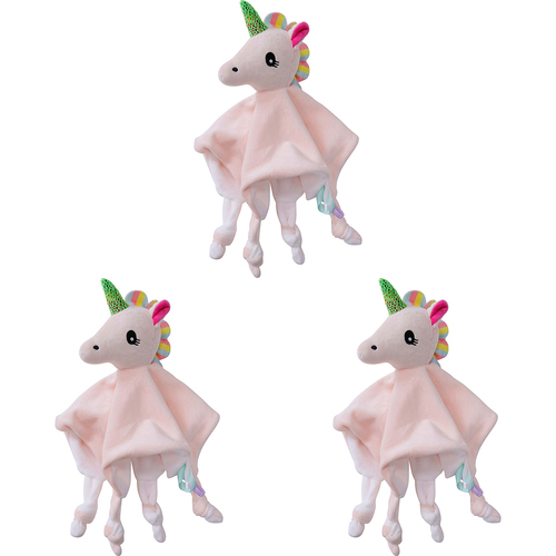 3PK LVD Comforter Blankie Rattle Unicorn Home/Nursery Decor Children/Baby 0+ 23cm