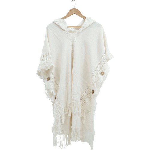 LVD Knitted Poncho Women's Wrap Cape Sienna Ivory One Size - White