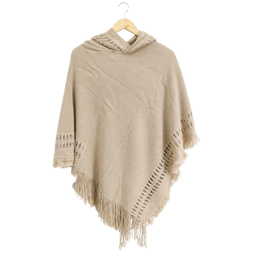 LVD Knitted Ponchi Sara Women's Wrap Cape One Size - Beige