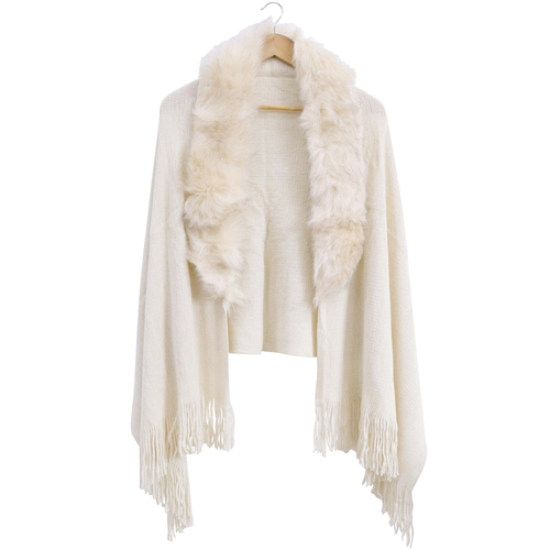 LVD Women's Knitted Wrap Faux Fur One Size - White