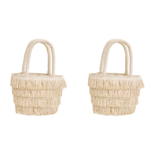 2PK LVD Kids/Children Boho Layers Tote Bag 29cm - Natural