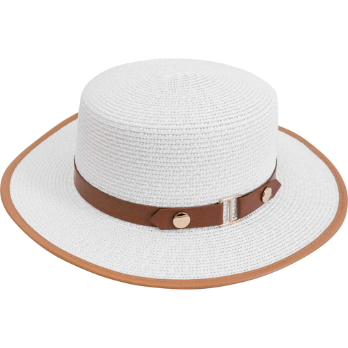 LVD Kids/Children Woven Sun Hat 33cm Brim Round - Hipster White