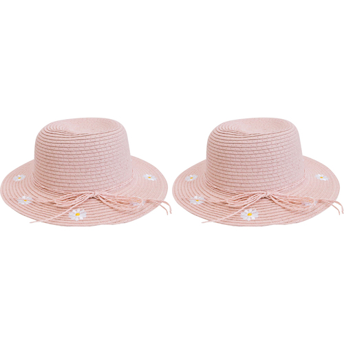 2PK LVD Kids/Children Woven Sun Hat 30cm Brim Round - Sunflowers