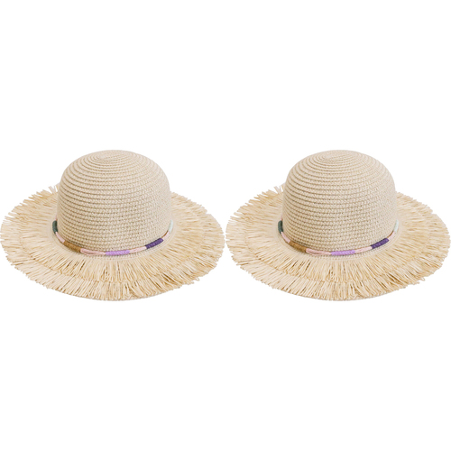 2PK LVD Kids/Children Woven Sun Hat 32cm Brim Round - Boho Layers